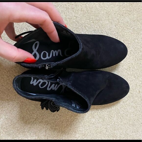 Sam Edelman Black Ankle Boots with Fringe - Picture 7 of 8